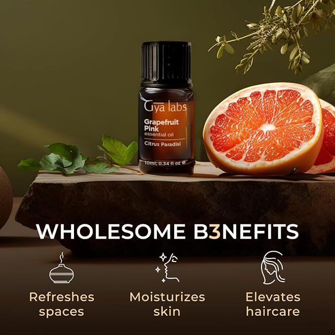 100% Pure Grapefruit Essential Oil - 0.34 Fl Oz - Grapefruit Oil for Hair, Skin, Diffuser, Aromatherapy & DIY Candle Making Scent