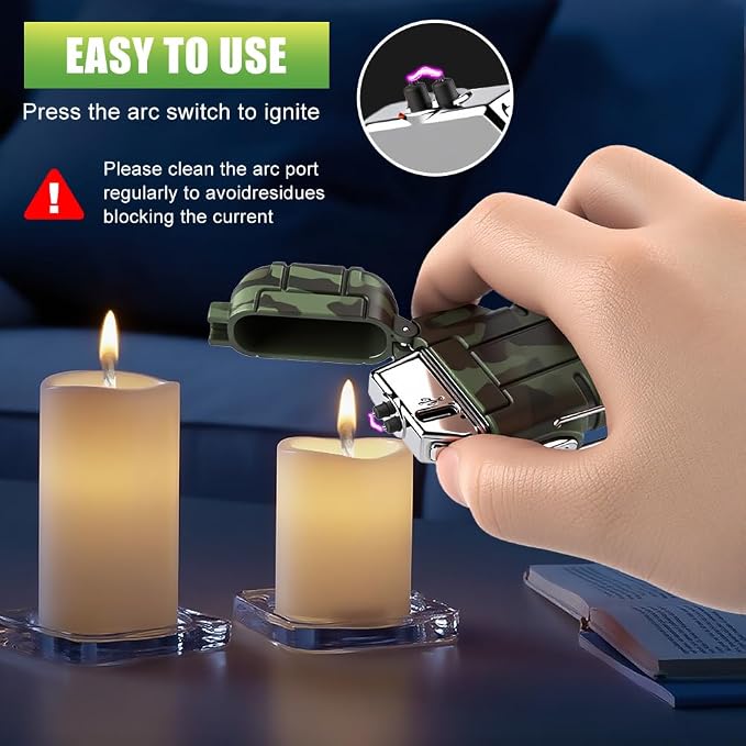 LcFun Electric Lighter USB C Rechargeable Plasma Lighter Windproof Flameless Arc Lighters, Waterproof Matches for Camping Hiking Hunting, Survival Tactical Gear Gifts for Men Fathers Husband