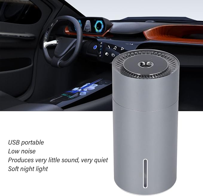 Car Diffuser Usb Mini Humidifier,Usb 3 Gears Adjustable Automatic Induction Portable therapy Humidifier With Colorful Light (Gray)