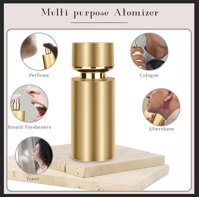 2pcs 50ml Glass Spray Bottle for Perfume,Refillable Travel Perfume Atomizer Bottles,Black&Gold Portable Cologne Atomizer Empty Bottle.(Black&Gold)