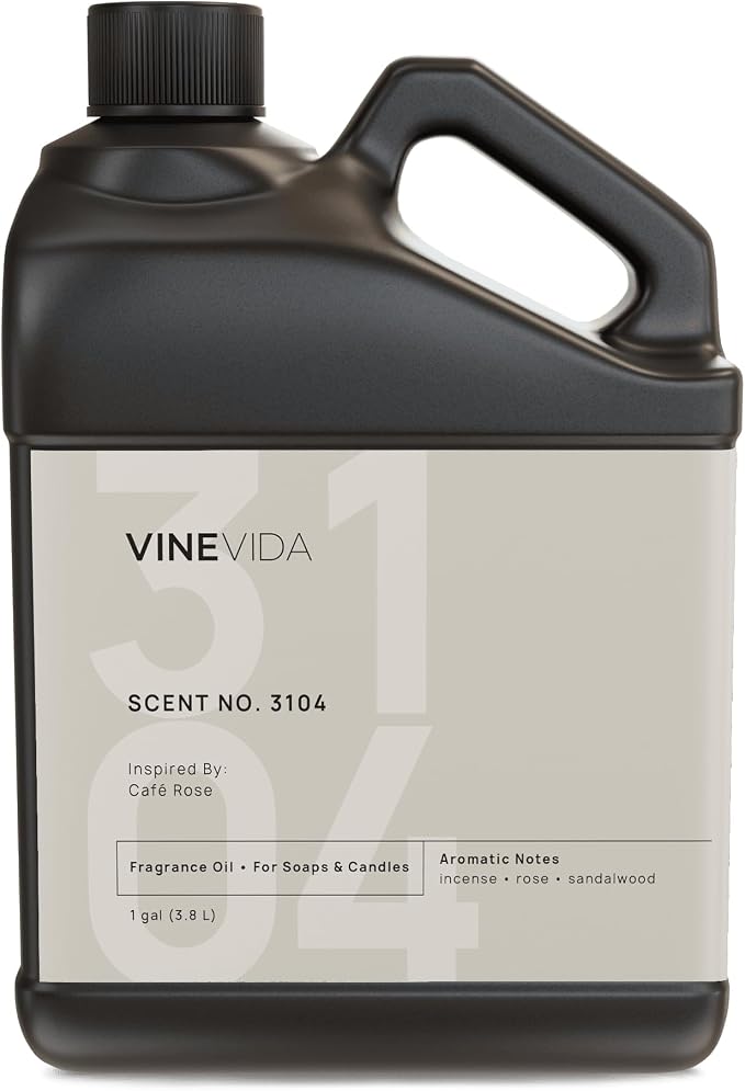 VINEVIDA Scent NO. 3104 Fragrance Oil - 1 Gallon (8lbs) - Inspired by: Café Rose Fragrance Oil for Candle Making - Made in USA Candle Scents Scents for Soap Making