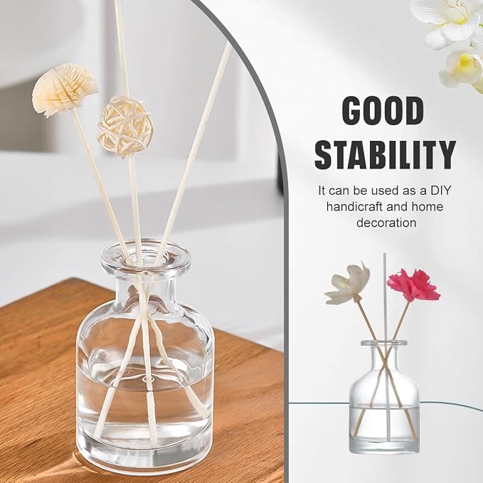 150ml/5oz Glass Diffuser Bottle, Empty Essential Oil Container, DIY Reed Diffuser Jar for Aromatherapy, Home Fragrance, Bathroom Decor (Clear)