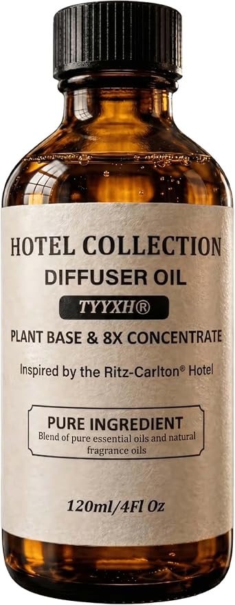 Hotel Diffuser Oil Inspired by Ritz-Carlton – Fragrance & Essential Oil Blend for Waterless & Cold Air Diffuser – Citrus, Floral, Woody Amber – Long-Lasting Aroma – Aromatherapy – 4 Fl Oz Glass Bottle
