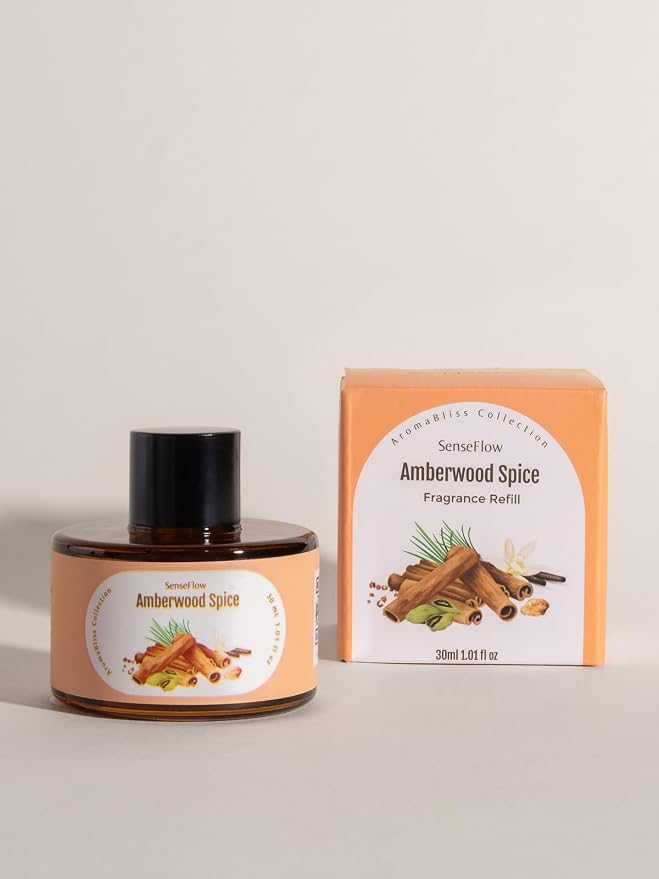 Essential Oil Refill 1.02oz/30ml for SF101/SF101S Waterless Aromatherapy Diffuser, Covers 1000 Sq Ft, 120-Day Natural Scent 1 Pack,Amberwood Spice