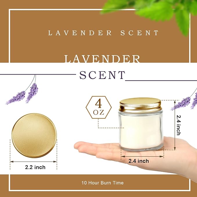 Lounsweer 24 Pcs 4oz Mini Mason Jar Candles Bulk Small Lavender Scented Candles for Wedding Christmas Halloween Birthday Thank You Gifts for Coworker Staff(Gold)
