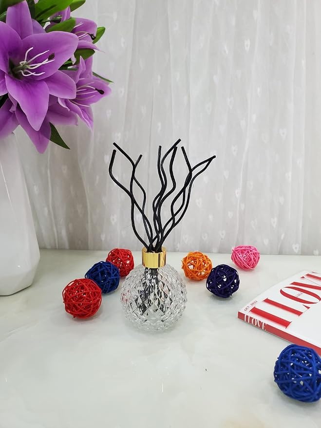 11 inch Wavy Rattan Reed Diffuser Sticks 50PCS Natural Rattan Fragrance Aromatherapy Volatile Replacement RefillEssential Oil Aroma Diffuser Replacements Sticks for own Space (50PCS, Black)