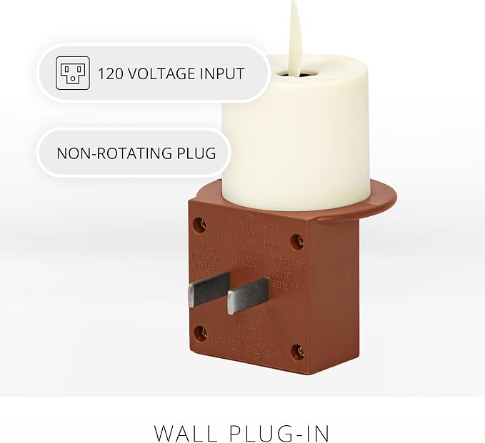 Luminara Flameless Candle Nightlight w/Dusk to Dawn Light Dark Auto Sensor, Baked Clay Wall Plug Indoor Night LED Light w/Real-Flame Effect Technology, Bathroom Bedroom Hallway, No Remote Needed