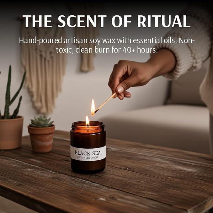 Nature Skin Shop French Lavender and Sage Artisan Soy Candle Calming Aromatherapy Home Fragrance Vegan Cotton Wick 8 oz