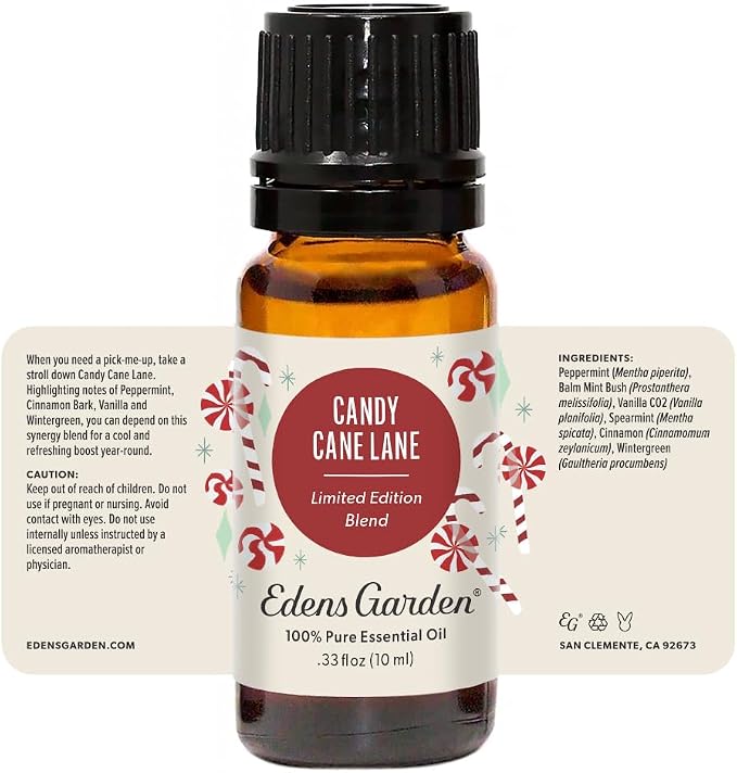 Edens Garden Candy Cane Lane Essential Oil Blend- 100% Pure Premium Grade, Undiluted, Natural, Therapeutic, Aromatherapy, The Best for Diffusing, Candle, Laundry, Humidifiers 10 ml (.33 fl oz)