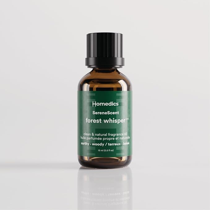 Homedics SereneScent Forest Whisper Fragrance Oil 15ml | Earthy Woody Blend with Cedarwood, Sandalwood & Patchouli | USDA Biobased Essential Oil Diffuser Scent | Waterless Cold Air