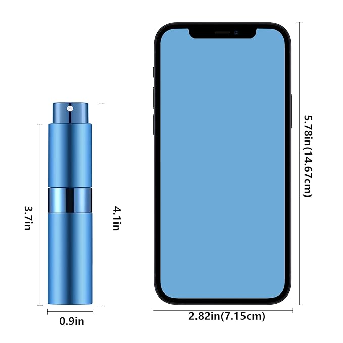 Lil Ray 8ml Portable Mini Perfume Atomizer(4 PCS)，Refillable Empty Small Spray Bottle for Travel, Twist Type Pocket Cologne Sprayer (Matte Black, Pink, Blue, Silver)