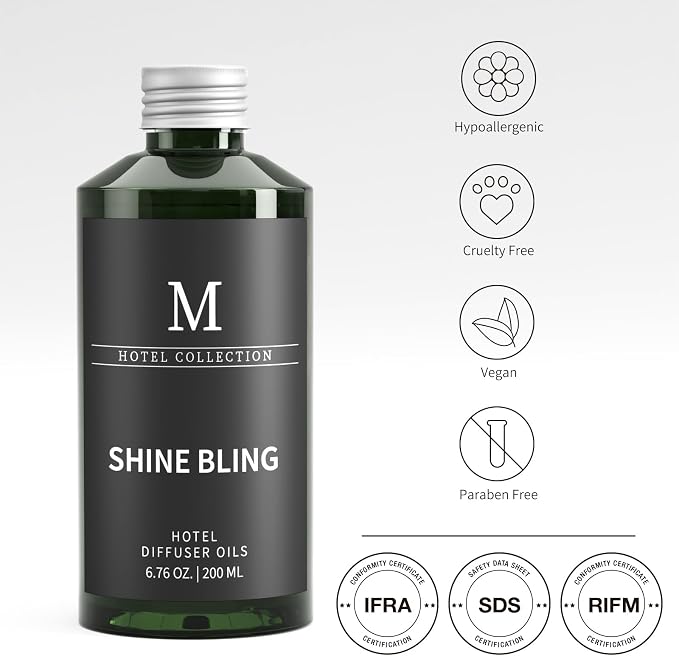 Hotel Collection Diffuser Oil- 6.76 Fl Oz/200ML-Shine Bling,Luxury Essential Oils for Diffuser Refill & Machines,Bigger Bottle, Bolder Aroma, Longer Lasting