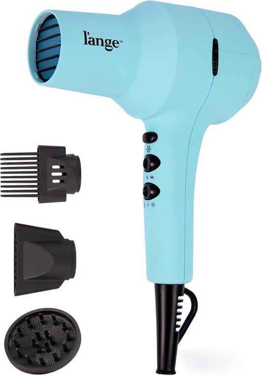L'ANGE HAIR PowerStyle Turbo Ionic Hair Dryer | 1875 Watt Professional Blow Dryer with Diffuser & Concentrator | Multiple Heat & Speed Settings for Fast Drying | Salon-Grade Styling Tools, Blue