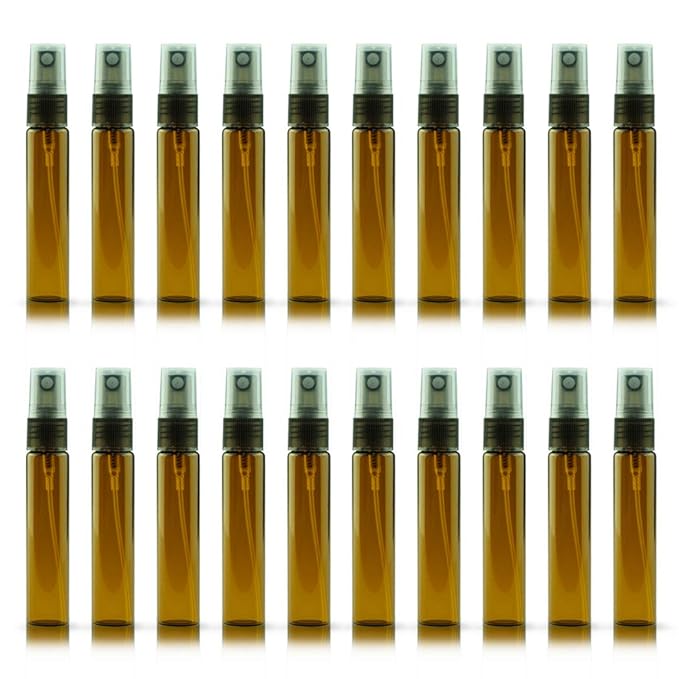 20 Pack Set 10ML Protable Refill Bulk Atomizer Spray Travel Perfume Bottle Hydrating Empty Bottle (Brown)