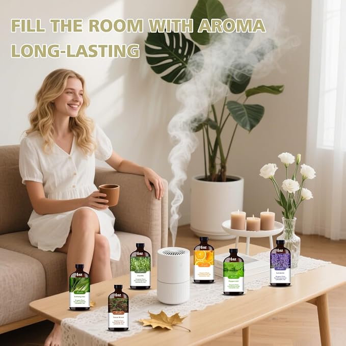 Aromatherapy Essential Oils Gift Set - 6 Pack (Lavender, Vanilla, Peppermint, Orange, Lemongrass, Cedarwood) for Diffusers, Home Fragrance, Relaxation