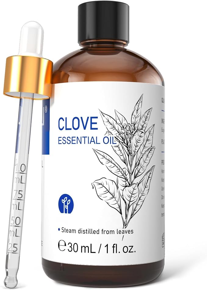 HIQILI 1 Fl Oz Clove Oil for Teeth and Gums, Oral Care, DIY Clean Spray, Aromatherapy - 30ml