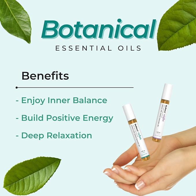 Essential Oil Set (Relax, Night, Balance), Aromatherapy Roll On Blends for Massage, Body Care & Home Use, Great Fragrance Gift for Men & Women Relaxation