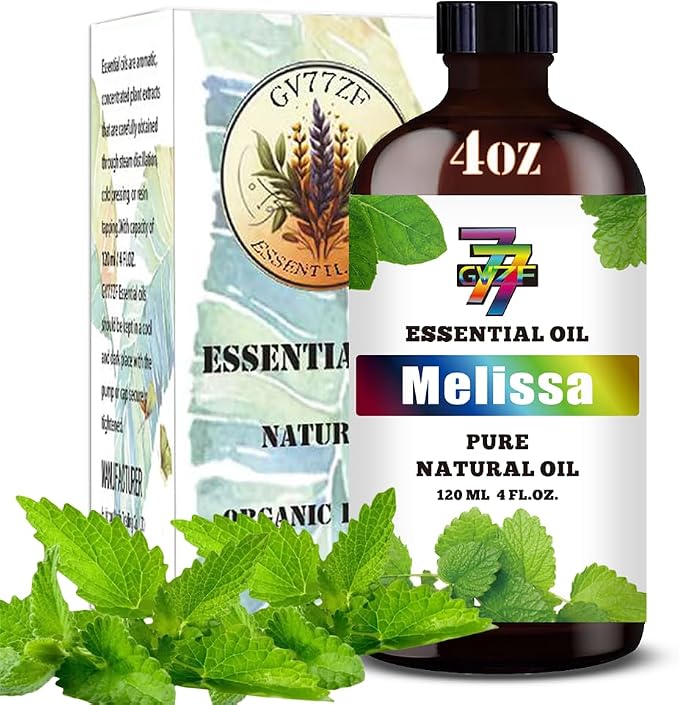 Melissa Essential Oil, Melissa Oils, for Diffuser, Humidifier, DIY Candles, Soap, Home, Office, Yoga, Massage, Gift, Essential Oil, GV77ZF Melissa Fragrance Oil - 4 fl oz (120 ml)
