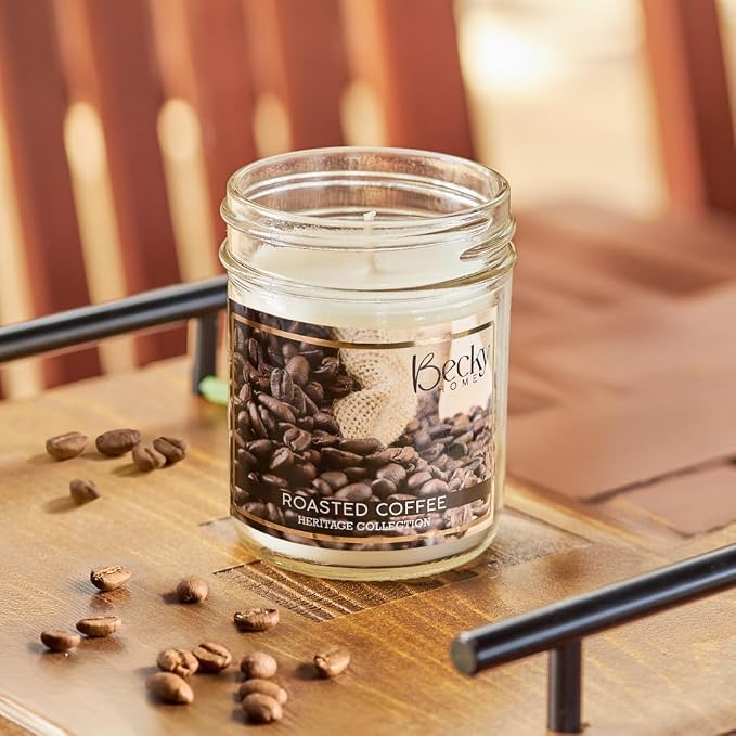 8oz Coffee Scented Candle, Fresh Roast Coffee, Espresso, Macchiato, Large Jar Candles Gift for Men and Women, Clear Glass