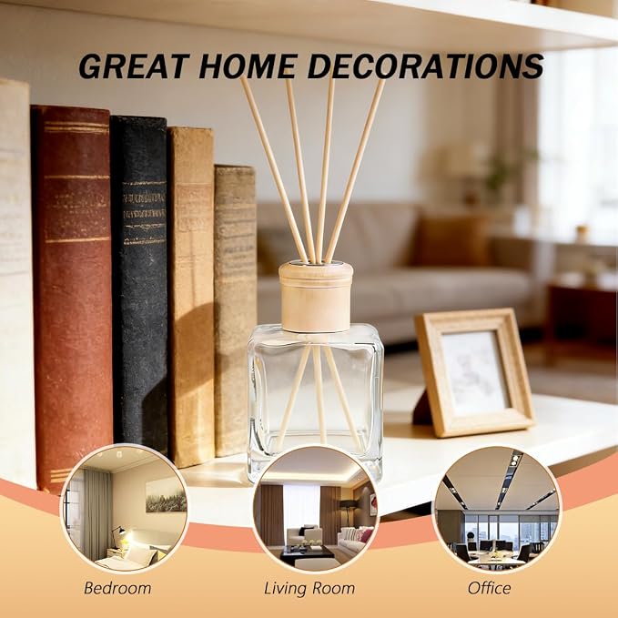 50ml/1.7oz Empty Reed Diffuser Glass Bottles, Refillable Fragrance Diffuser Bottle with Wooden Caps, DIY Home Aroma Scent Diffuser Container for Custom Fragrance Making
