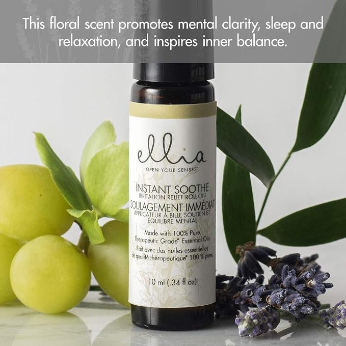 Ellia Essential Oil Roll-On | Instant Soothe Blend| 10ml, 100% Pure, Therapeutic Grade