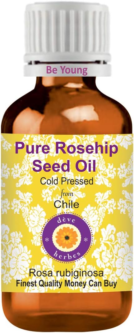 Deve Herbes Pure Rosehip Seed Oil (Rosa rubiginosa) | Cold Pressed | Natural | Undiluted | For Diluting Essential Oils | For Hair, Skin & Massage | Men & Women | 15ml