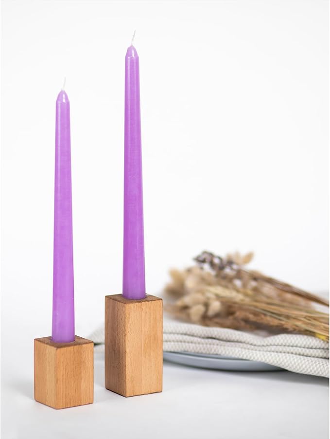 CANDWAX 10 inch Taper Lilac Candles Pack of 4 - Unscented Smokeless Dripless Tall Candlesticks - Perfect for Special Occasions, Ordinary Dinners, for Mother's Day - Lavender Candle Sticks