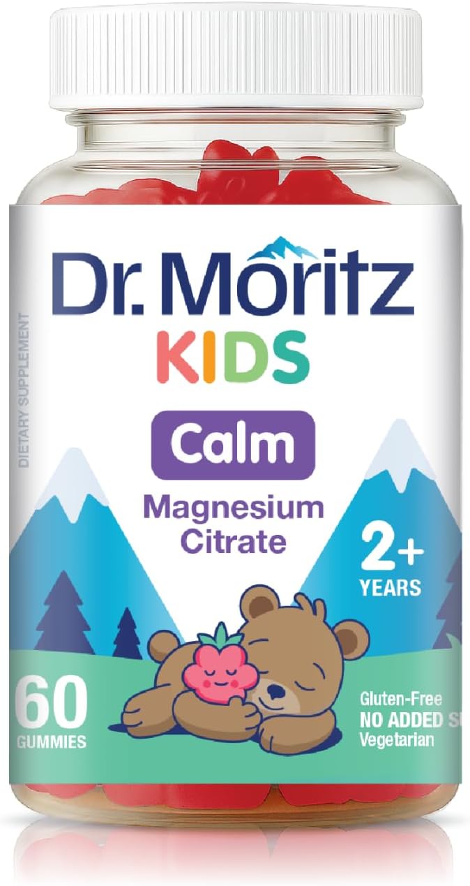 DR. MORITZ Sugar-Free Calm Magnesium Gummies for Kids and Adults - Non-GMO Magnesium Citrate Gummies - Raspberry Flavor - 1-Pack (60 Count)