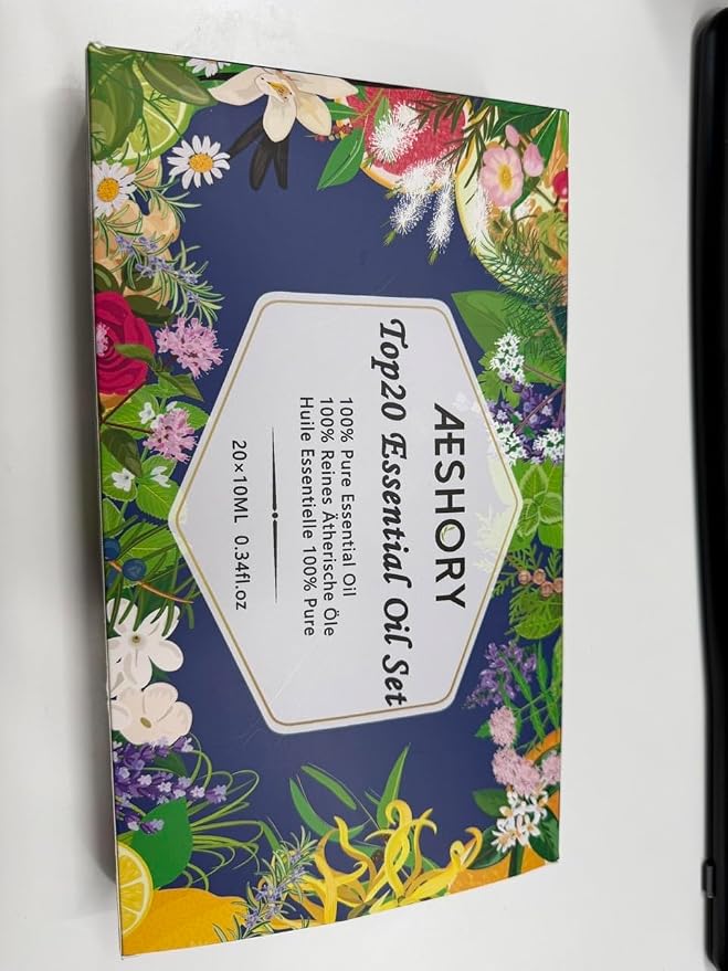 Natural Essential Oils Gift Set, 20 x 10ML Essential Oil for Diffuser, Humidifiers, Skin Care, Massage, Fragrance Oil for Candle & Soap Making, Lavender, Eucalyptus, Tea Tree More Aromatherapy Oil
