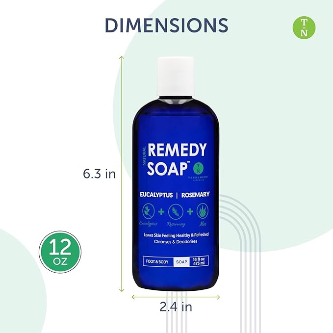 Truremedy Naturals Eucalyptus Rosemary Body Wash - Refreshing & Hydrating Shower Gel for Men and Women – Plant-Based Cleanser - Organic Eucalyptus, Rosemary, Jojoba, Aloe - 12oz