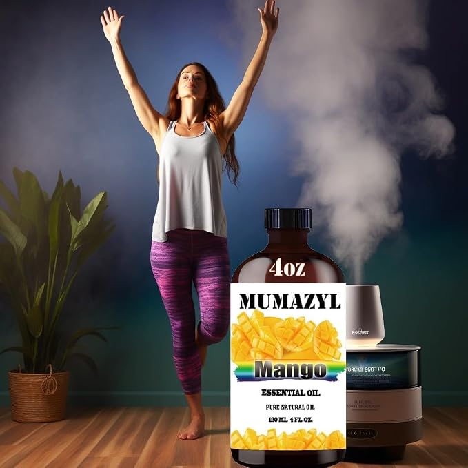 Mango Essential Oil, Mango Oil 4 Fl Oz 120ML for Diffuser Humidifier Yoga Cleaning DIY Candle Soap Making MUMAZYL Essential Oils