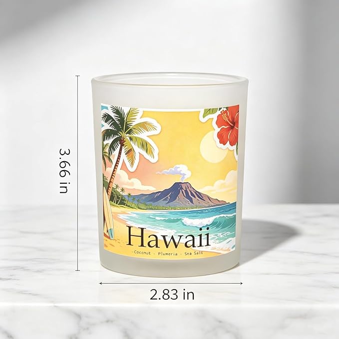 Hawaii Breeze Scented Candle, Coconut & Plumeria & Sea Salt - Hawaii Gifts, Hawaiian Gifts for Women, Hawaii Souvenirs, Tropical Souvenirs, 100% Soy Wax, 7OZ