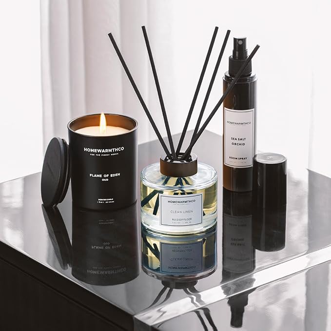 Clean Linen Reed Diffuser Set - Luxury Fragrance Reed Diffusers for Home. Office, Bathroom, Kitchen and Home Decor - Long-Lasting Scent with Non-Toxic Oils (5.63 oz, 160ml)