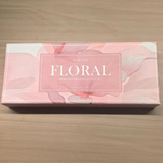 Auelife Floral Essential Oils Set - Mother's Day & Birthsday Gift, 6x10ml Rose, Jasmine, Lavender, Gardenia Pure Fragrance Oils for Diffuser, Candle Making, DIY Bath Bomb, Romantic Home Aromatherapy