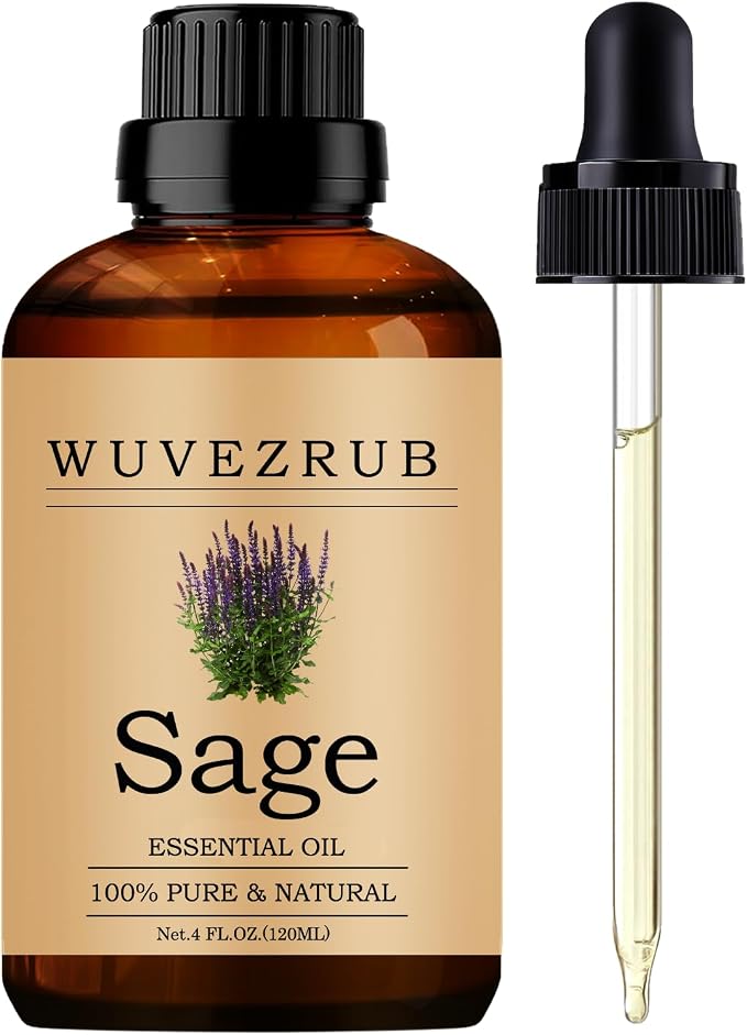 Sage Essential Oils 120ML, Pure Sage Essential Oil for Aromatherapy Diffuser - 4 Fl Oz