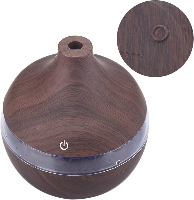 Omabeta Portable Mini Humidifier, 300ml Small Cool Mist Humidifiers, Wood Grain LED USB Color-changing Humidifier, Oil Diffuser with Colorful Night Light Mist Maker for Office Car Home, Super Quiet