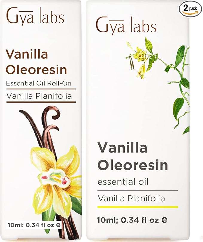 Vanilla Essential Oil Roll on & Vanilla Essential Oil for Skin - Aromatherapy Grade Essential Oils Set - 2x0.34 Fl Oz - Gya Labs