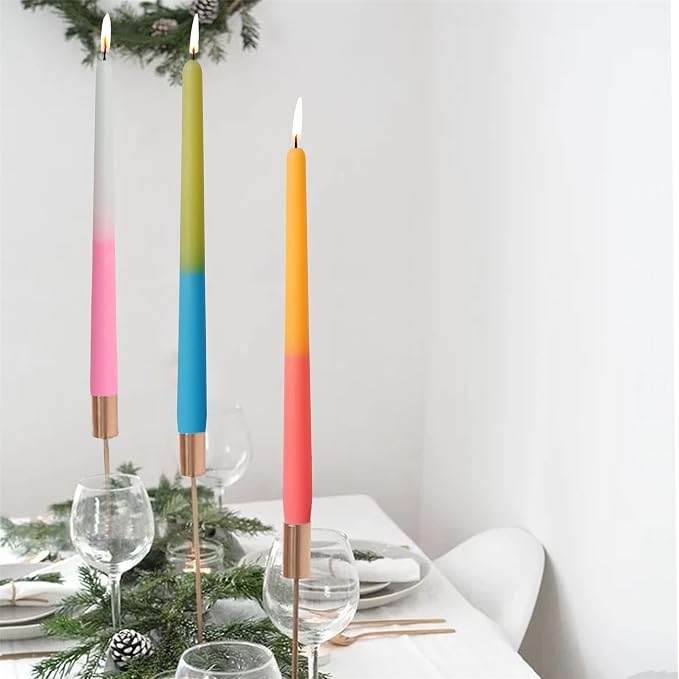 Colorful Candles Dripless Candle Sticks - 6pcs Gradient Taper Candles Rose Tapered Candlesticks Aromatherapy Candles for Home Dinner Party Decor Idea (8S-Rose)