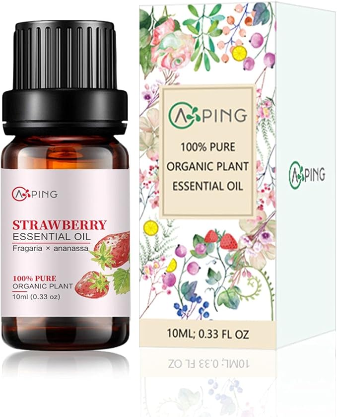 Strawberry Essential Oil - 100% Pure Organic Natural Plant (Fragaria x ananassa) Strawberry Oil for Diffuser, Aroma, Massage, Perfume, Spray - 0.33oz