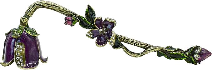 Candle Snuffer, Decorative Candle Extinguisher Snuffer with Long Handle, Vintage Metal Candle Tool for Putting Out Candle Flame Safely (Purple)
