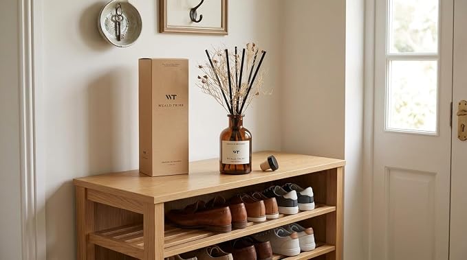 WEALD TRIBE Flower Reed Diffuser Set Clean White Linen Scent for Bathroom Air Fresheners | 4.0 fl oz Essential Oils with Sticks Home Fragrance Defusers | House Bedroom Office Shelf Decor & Gift