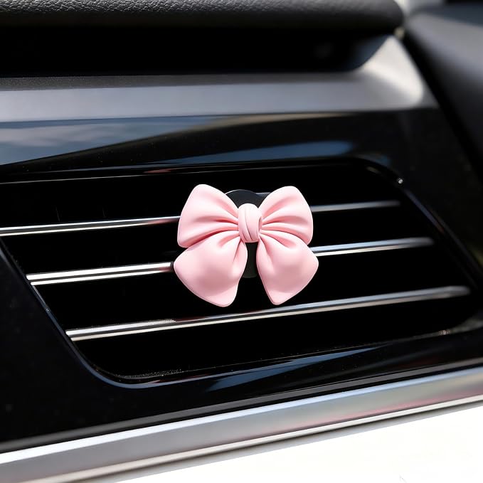 6 pcs Pink Bow Car Air Vent Clips Coquette Cute Girly Car Decor Accessories Interior Aesthetic Decorations Charm Stuff for Women Girl