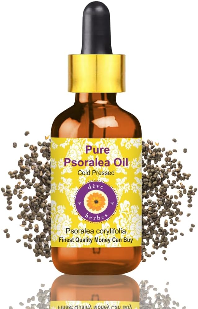 dève herbes Psoralea Oil (Psoralea corylifolia) with Glass Dropper | Cold Pressed | Pure | Natural | For Diluting Essential oils | For Skin & Massage | Non-Sticky| Lightweight| Unisex | 10ml (0.33 oz)