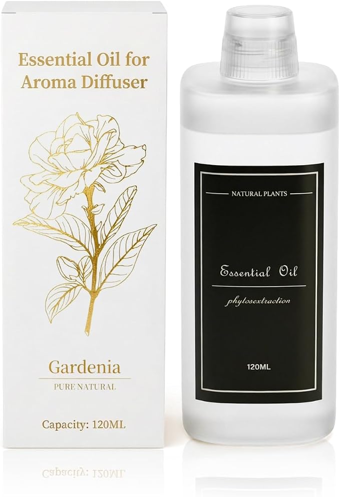 4.06 fl oz (120ml) Diffuser Oil for Home Fragrance Diffusers (M60), Plant-Based & Alcohol-Free, Hotel Scent Essential Oil for Bedroom, Bathroom, Office, Car, Office (Gardenia)
