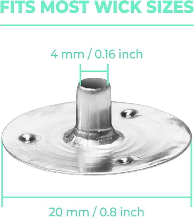 VViViD Candle Wick Base 260 pcs, DIY Candle Making Metal Sustainer Tabs, in A Wax Melting Bag