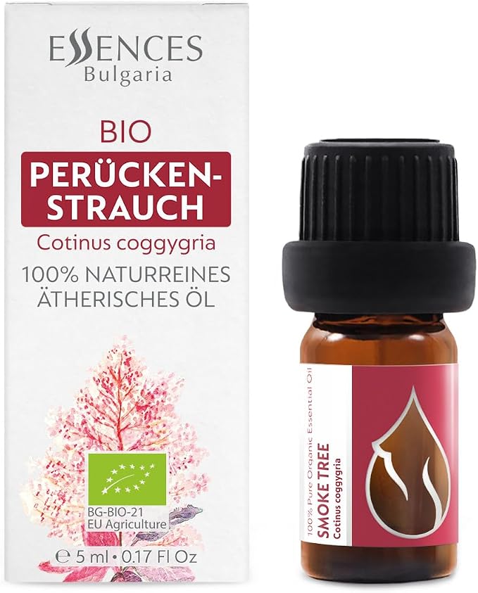Essences Bulgaria Organic Smoke Tree Essential Oil 1/6 Fl Oz | 5ml | Cotinus coggygria | 100% Pure and Natural | Undiluted | Therapeutic Grade | Family Owned Farm | Steam-Distilled | Non-GMO | Vegan