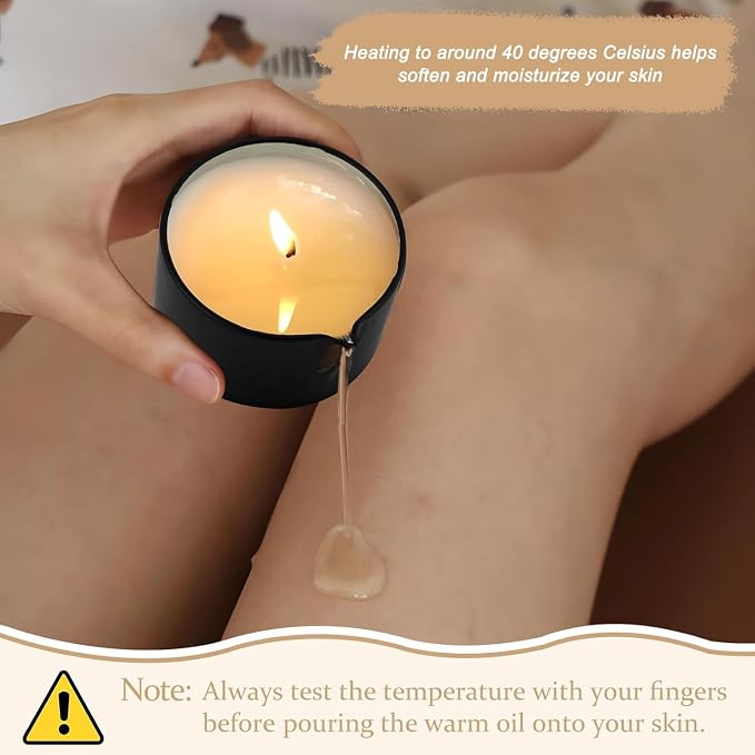 6 Pack Massage Oil Candles Set, Low Temp Soy Based Massage Candles for Massage Therapy, Relaxation & Skin Moisturizing, Assorted Scents for Home Spa Self Care