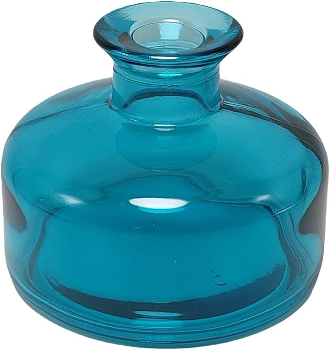 1 Pack Blue Glass Reed Diffuser Bottle, 200ml Rounded Belly Aromatherapy Diffuser Jar, Empty Essential Oil Fragrance Bottle for DIY Replacement Reed Sticks Home Office Decor