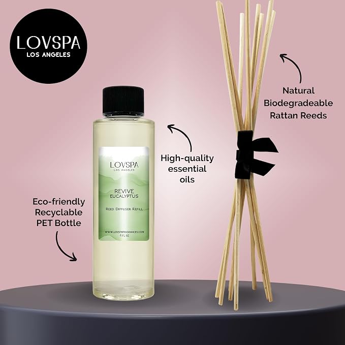 Revive Eucalyptus Diffuser Oil - Luxury Essential Oils for Diffuser Refill & Air Freshener Room Spray - Long-Lasting & Natural Home Fragrance, Scented Oil for Diffusers, USA Made, 4oz