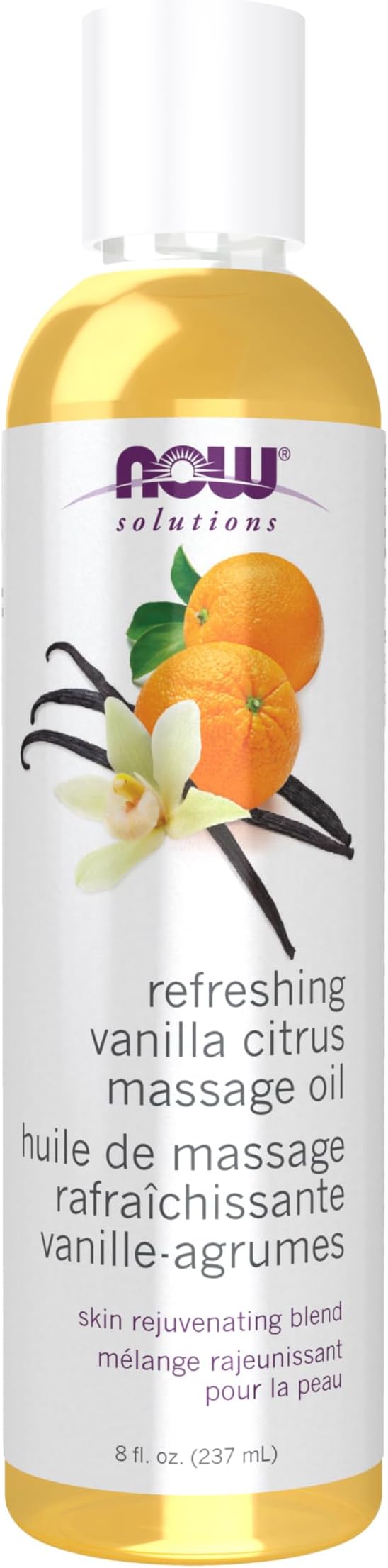 NOW Solutions, Refreshing Vanilla Citrus Massage Oil, Skin Rejuvenating Blend, Supple Skin, 8-Ounce